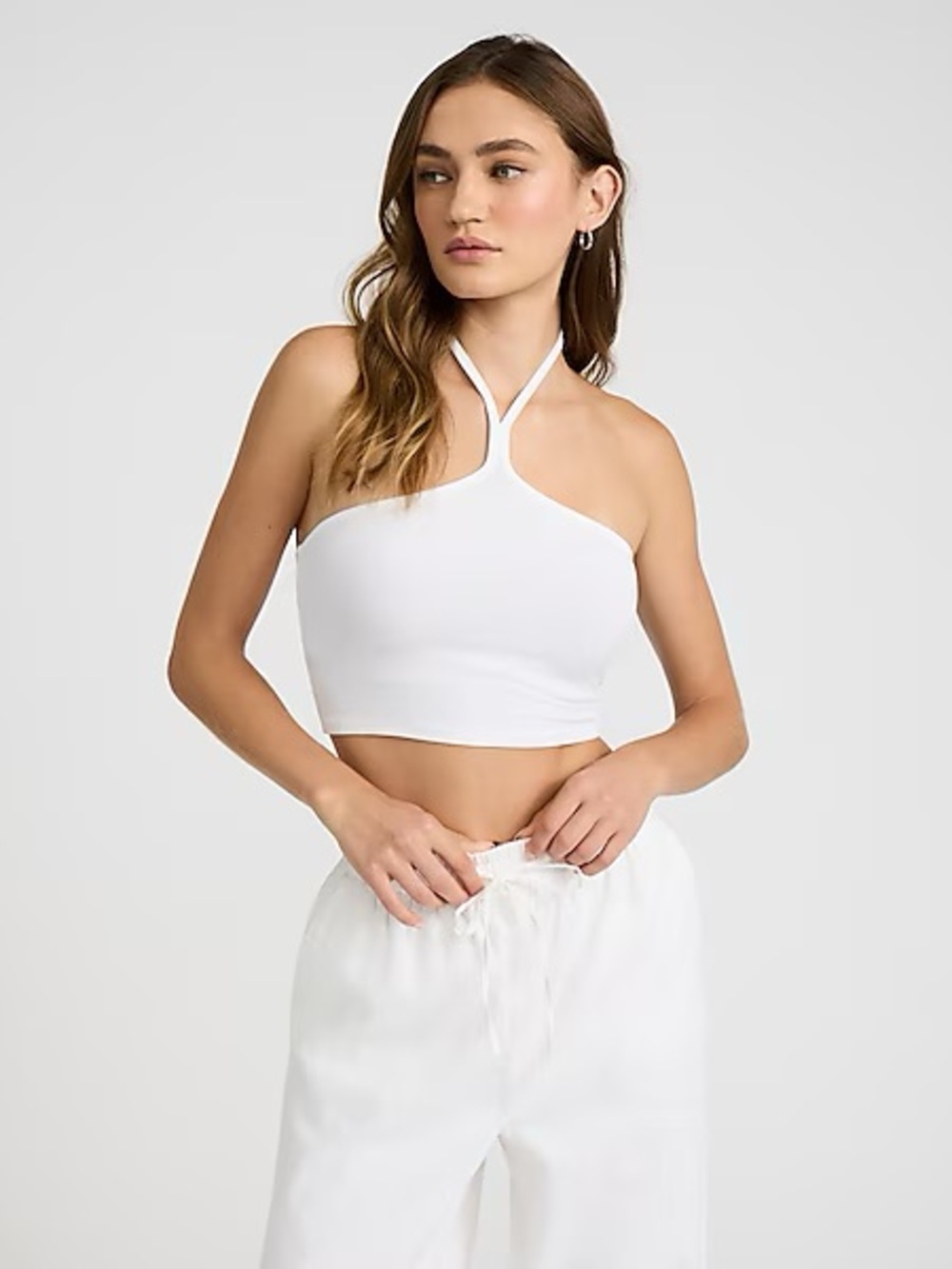 Express White Halter Crop Top - Women